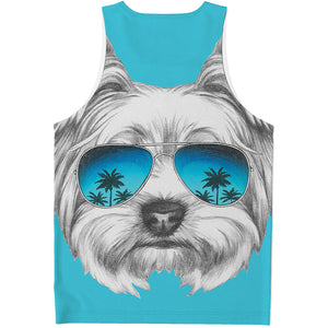 Yorkshire Terrier With Sunglasses Print Men's Tank Top