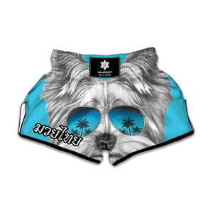 Yorkshire Terrier With Sunglasses Print Muay Thai Boxing Shorts