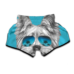 Yorkshire Terrier With Sunglasses Print Muay Thai Boxing Shorts