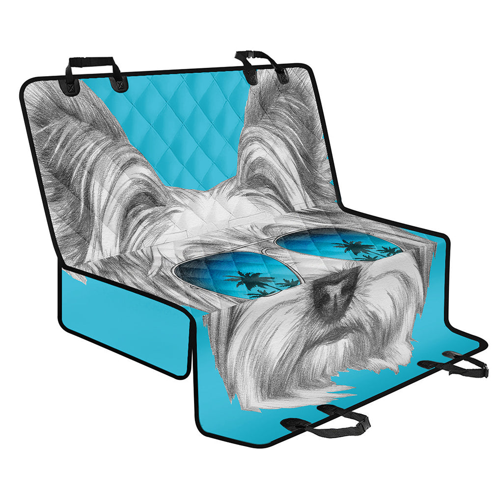 Yorkshire Terrier With Sunglasses Print Pet Car Back Seat Cover