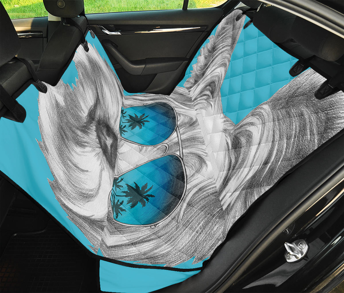 Yorkshire Terrier With Sunglasses Print Pet Car Back Seat Cover