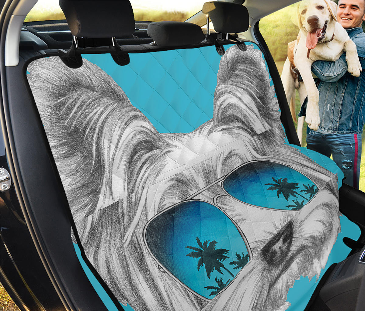 Yorkshire Terrier With Sunglasses Print Pet Car Back Seat Cover
