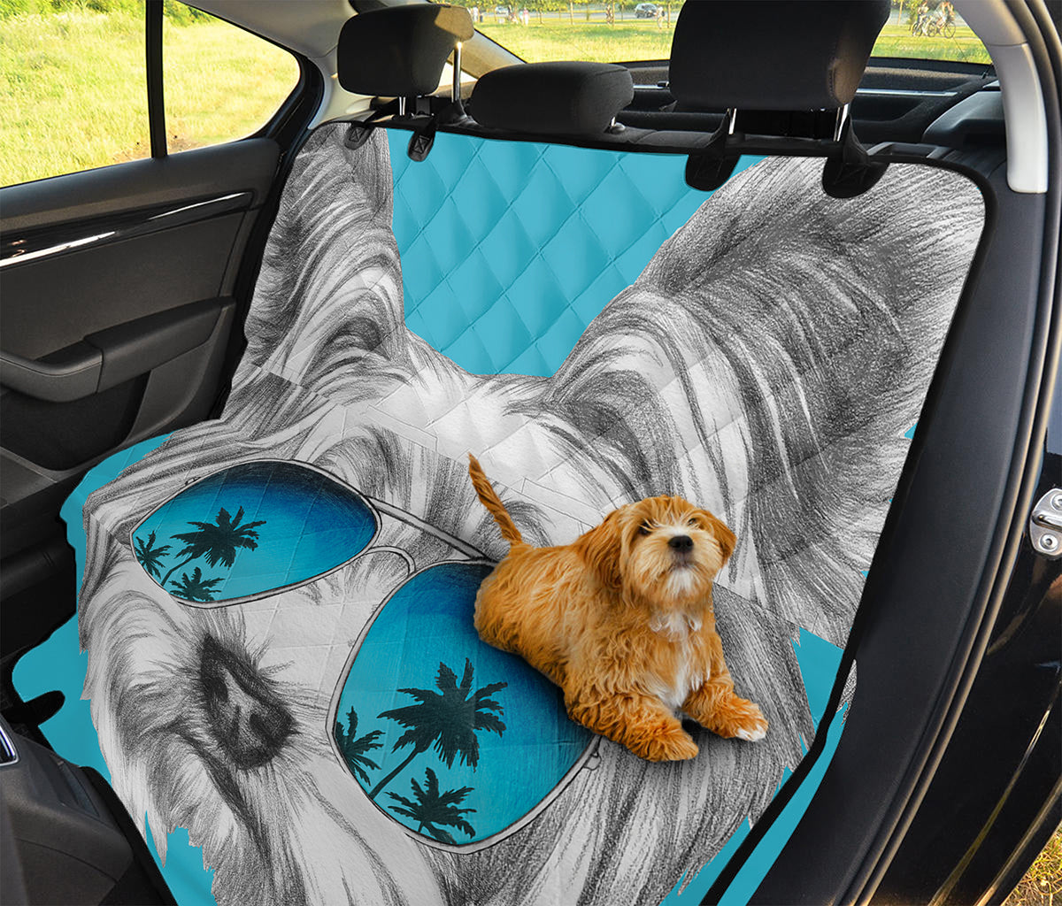 Yorkshire Terrier With Sunglasses Print Pet Car Back Seat Cover