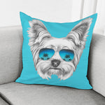 Yorkshire Terrier With Sunglasses Print Pillow Cover