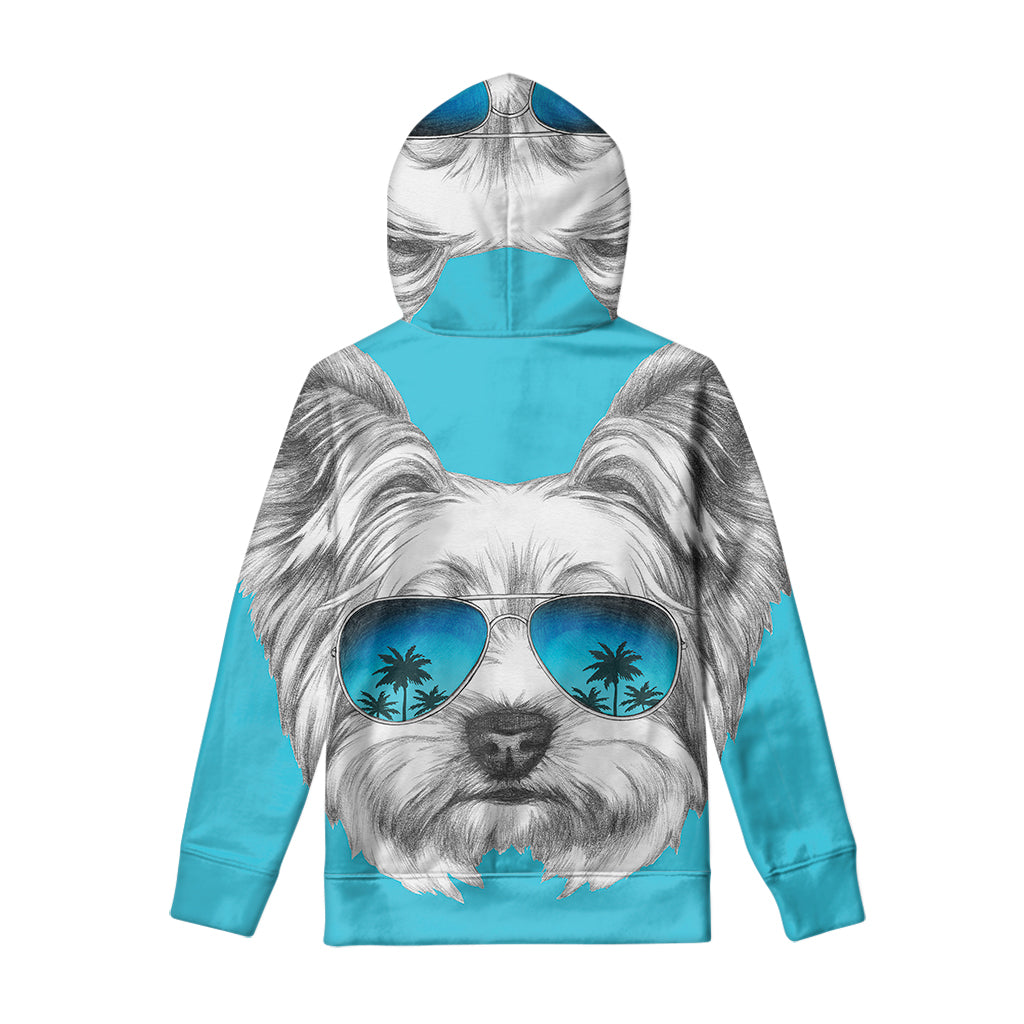 Yorkshire Terrier With Sunglasses Print Pullover Hoodie