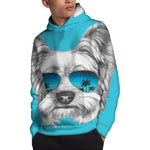 Yorkshire Terrier With Sunglasses Print Pullover Hoodie