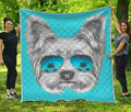Yorkshire Terrier With Sunglasses Print Quilt