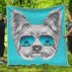Yorkshire Terrier With Sunglasses Print Quilt