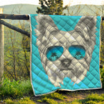 Yorkshire Terrier With Sunglasses Print Quilt