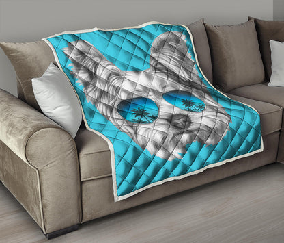 Yorkshire Terrier With Sunglasses Print Quilt
