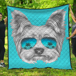 Yorkshire Terrier With Sunglasses Print Quilt