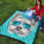 Yorkshire Terrier With Sunglasses Print Quilt