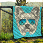 Yorkshire Terrier With Sunglasses Print Quilt