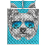 Yorkshire Terrier With Sunglasses Print Quilt Bed Set