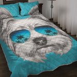 Yorkshire Terrier With Sunglasses Print Quilt Bed Set