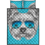 Yorkshire Terrier With Sunglasses Print Quilt Bed Set