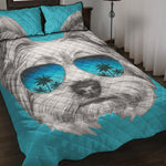 Yorkshire Terrier With Sunglasses Print Quilt Bed Set