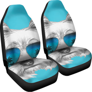 Yorkshire Terrier With Sunglasses Print Universal Fit Car Seat Covers