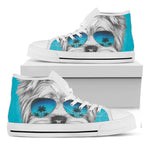 Yorkshire Terrier With Sunglasses Print White High Top Shoes