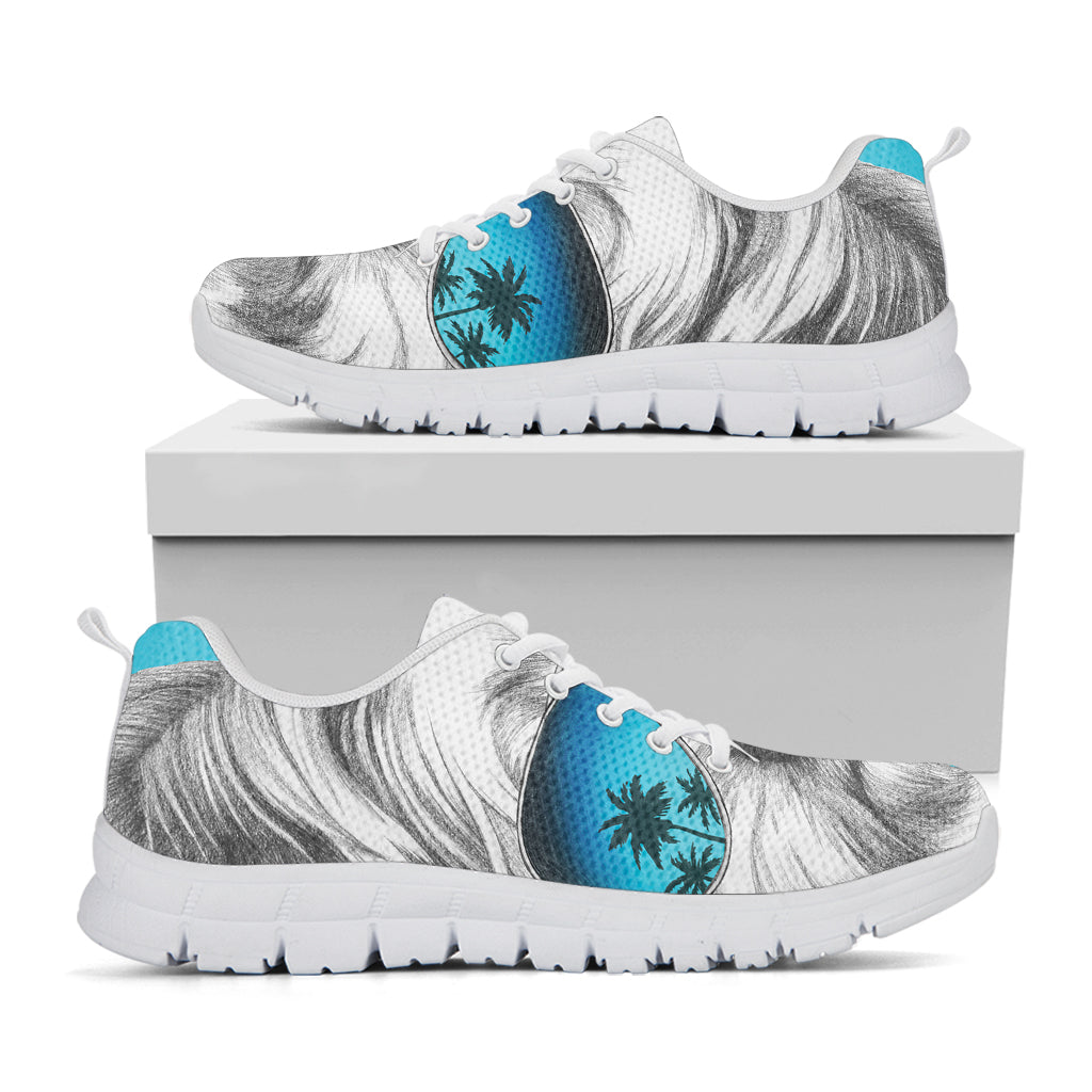 Yorkshire Terrier With Sunglasses Print White Sneakers