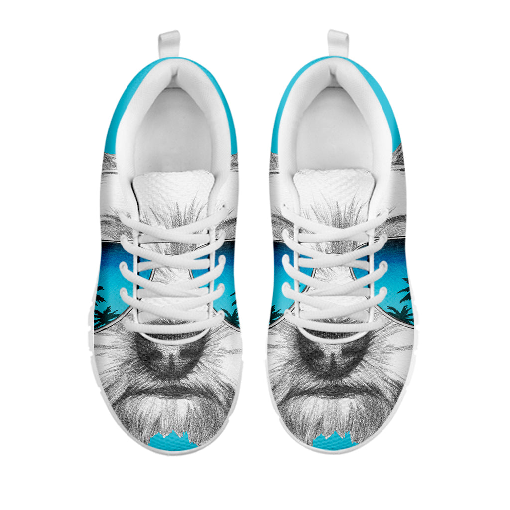 Yorkshire Terrier With Sunglasses Print White Sneakers