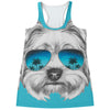 Yorkshire Terrier With Sunglasses Print Women's Racerback Tank Top