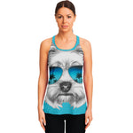 Yorkshire Terrier With Sunglasses Print Women's Racerback Tank Top