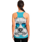 Yorkshire Terrier With Sunglasses Print Women's Racerback Tank Top
