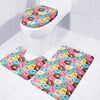 Yummy Donut Pattern Print 3 Piece Bath Mat Set