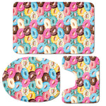 Yummy Donut Pattern Print 3 Piece Bath Mat Set