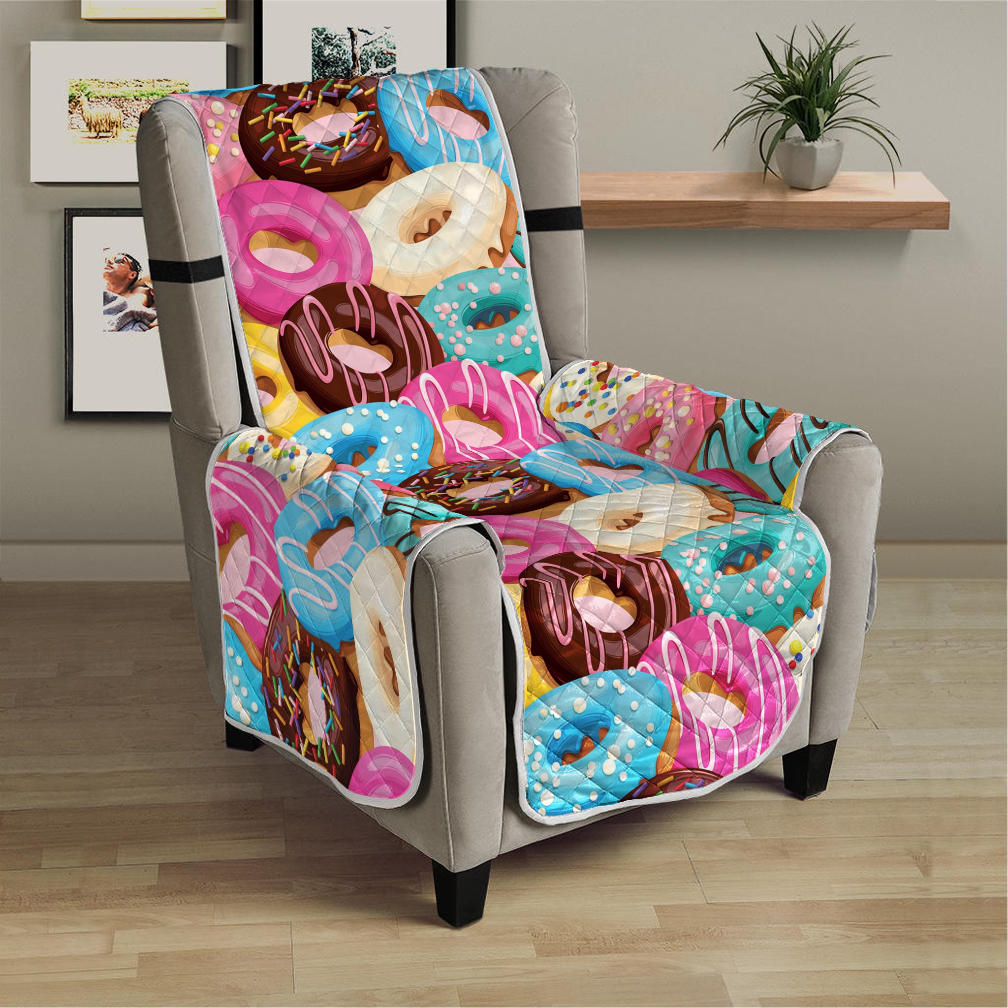 Yummy Donut Pattern Print Armchair Protector