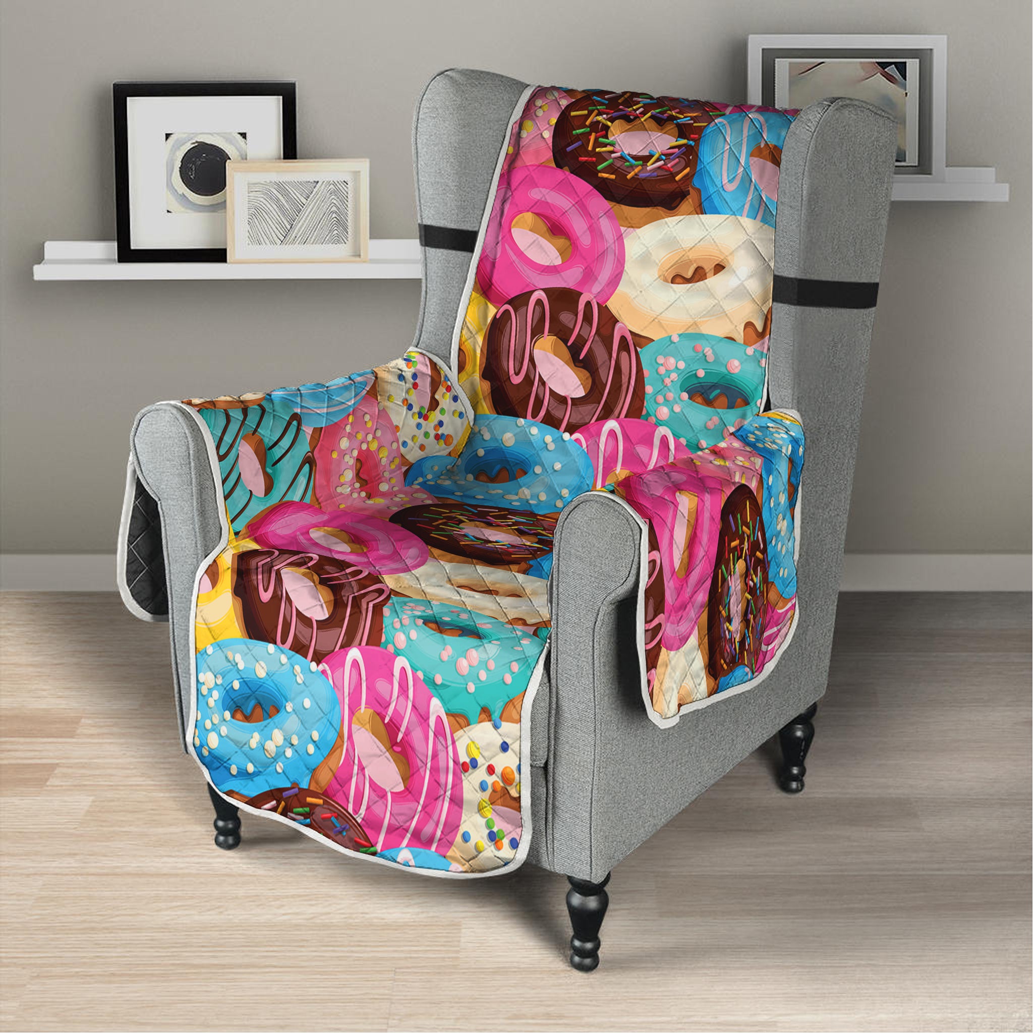 Yummy Donut Pattern Print Armchair Protector