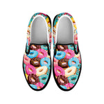 Yummy Donut Pattern Print Black Slip On Shoes