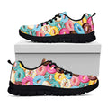 Yummy Donut Pattern Print Black Running Shoes