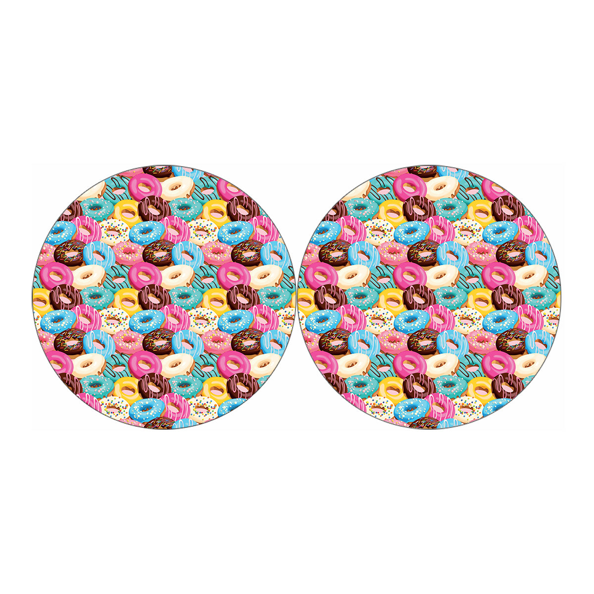 Yummy Donut Pattern Print Car Coasters