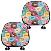 Yummy Donut Pattern Print Car Headrest Covers