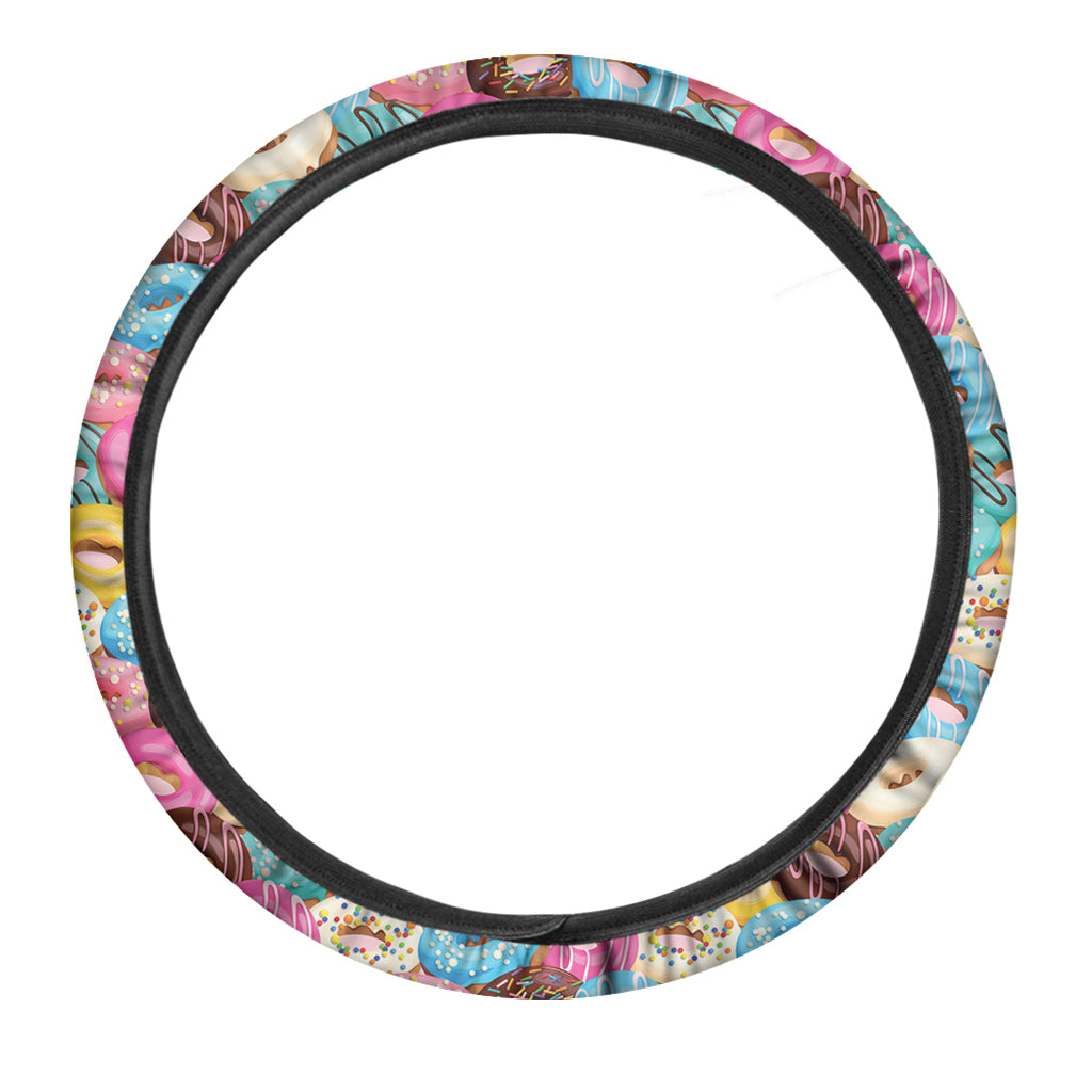 Yummy Donut Pattern Print Car Steering Wheel Cover