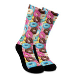 Yummy Donut Pattern Print Crew Socks