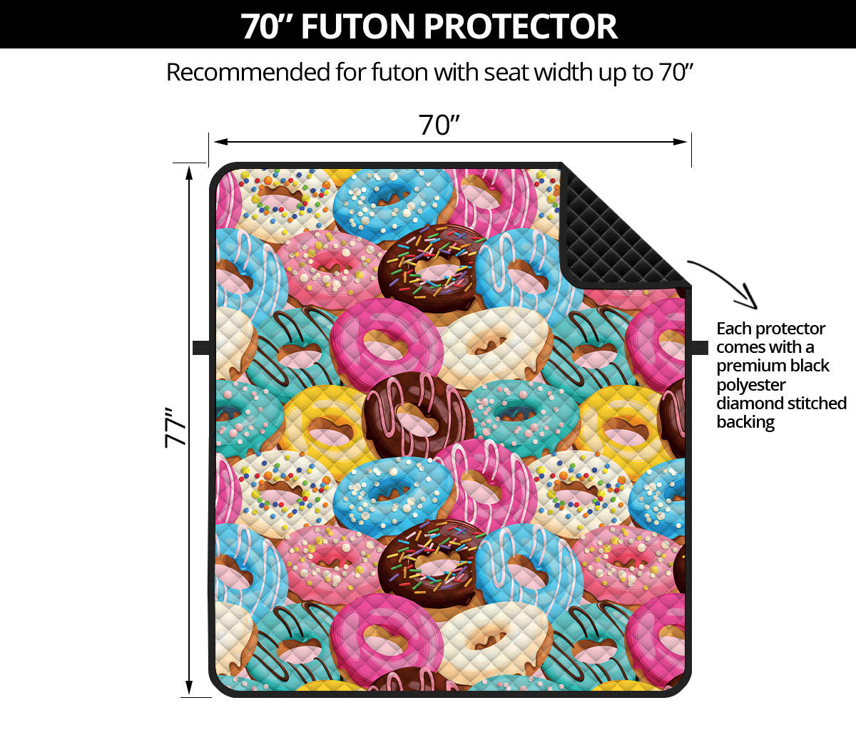 Yummy Donut Pattern Print Futon Protector