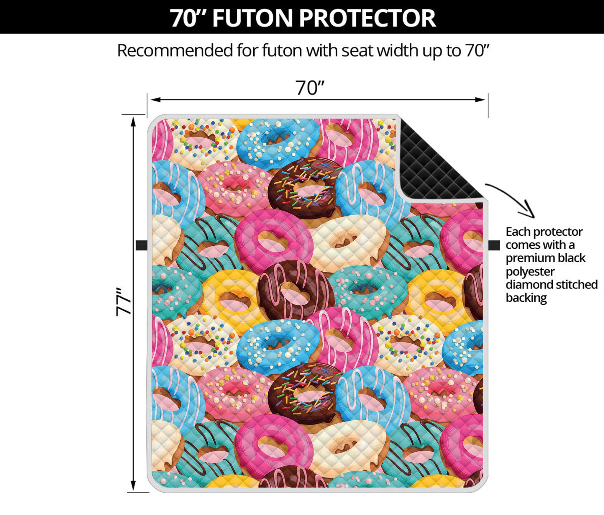 Yummy Donut Pattern Print Futon Protector