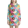 Yummy Donut Pattern Print Hoodie Dress