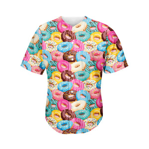 Yummy Donut Pattern Print Men's Baseball Jersey