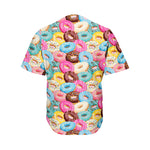 Yummy Donut Pattern Print Men's Baseball Jersey