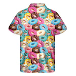 Yummy Donut Pattern Print Men's Short Sleeve Shirt