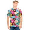 Yummy Donut Pattern Print Men's T-Shirt