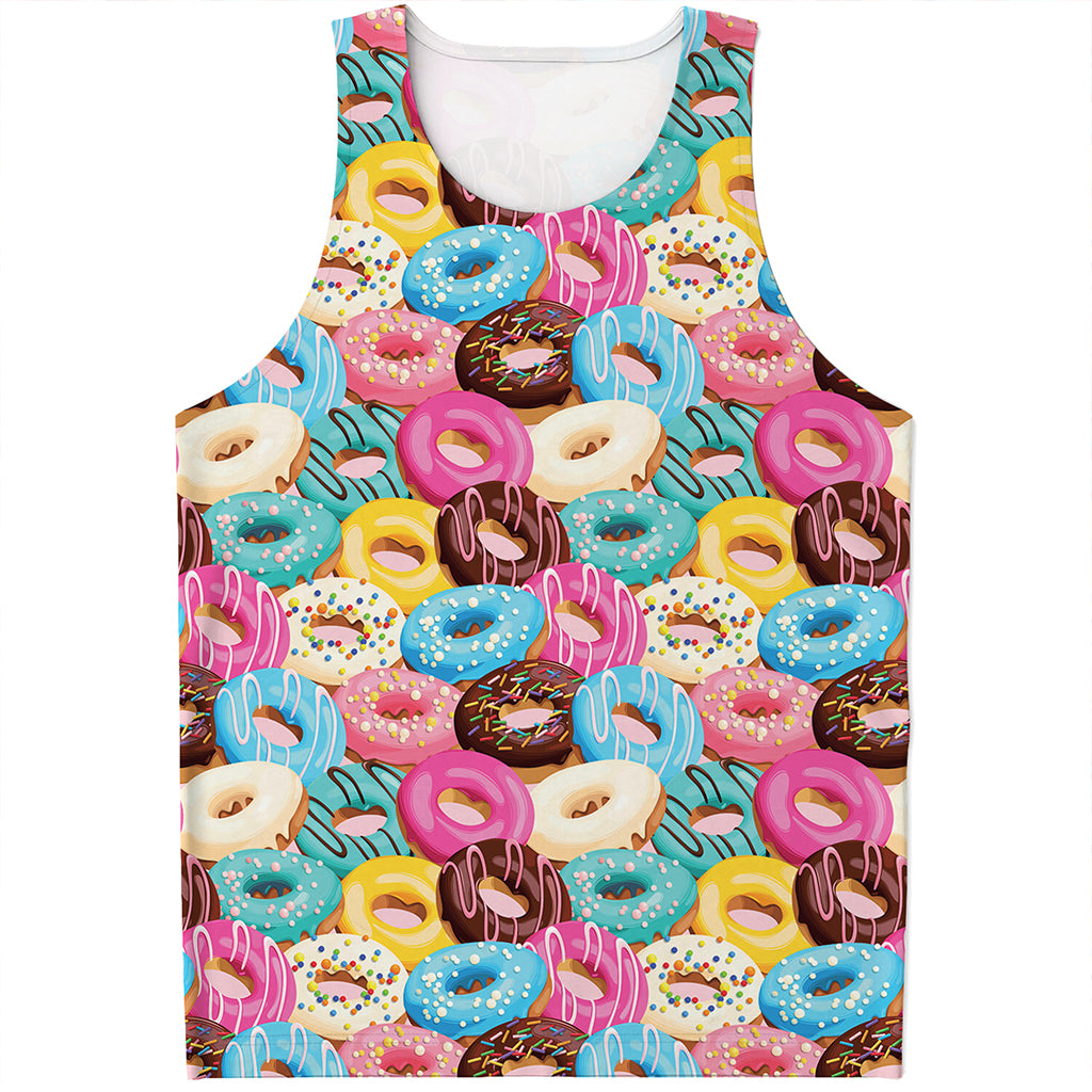 Yummy Donut Pattern Print Men's Tank Top