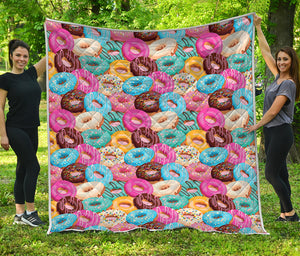 Yummy Donut Pattern Print Quilt