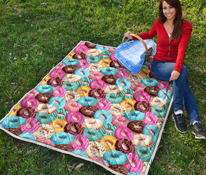 Yummy Donut Pattern Print Quilt