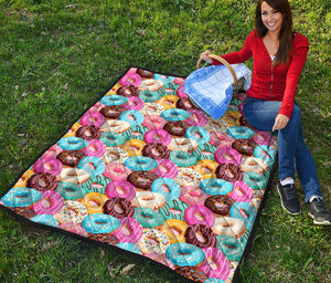 Yummy Donut Pattern Print Quilt