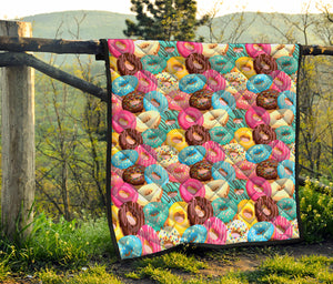 Yummy Donut Pattern Print Quilt